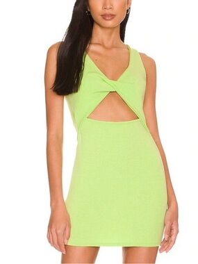 Neon twist front mini dress